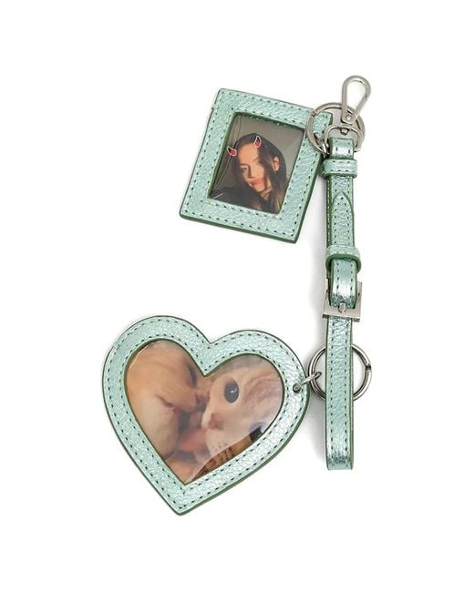 Pepa Salazar Blue Heart-Motif Metallic Bag Charm