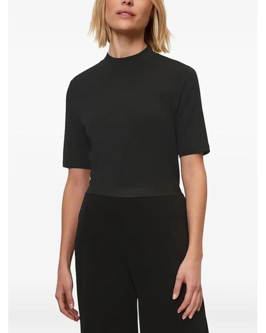 Marc O' Polo Black High-Neck Short-Sleeve Top