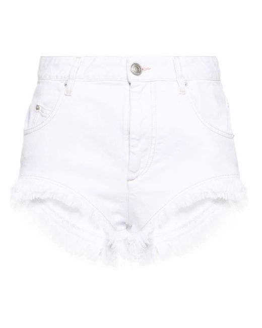 Short en jean à bords francs Isabel Marant en coloris White