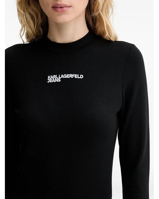 Karl Lagerfeld Black Logo-Print Mini Dress