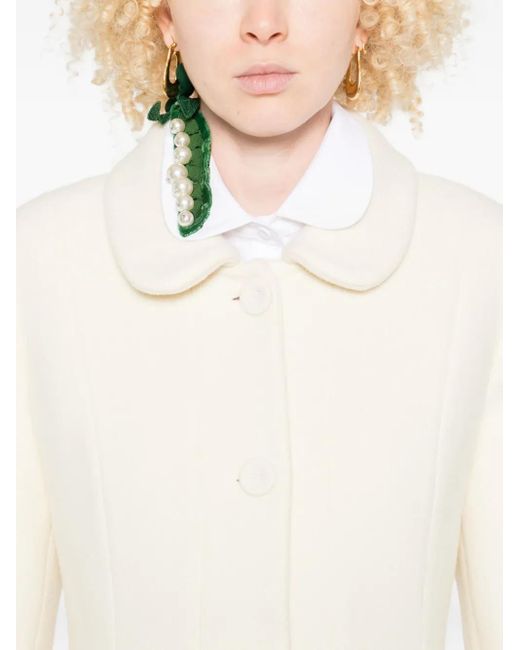 Vivetta White Peter Pan Collar-Pleated Coat
