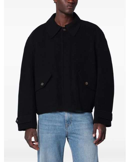 Séfr Black Button-Up Wool Jacket for men