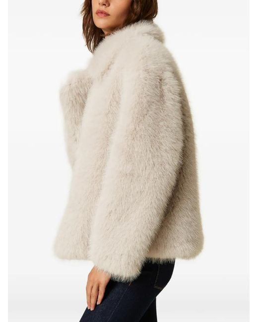 Twinset Natural Manteau Court En Fourrure Artificielle