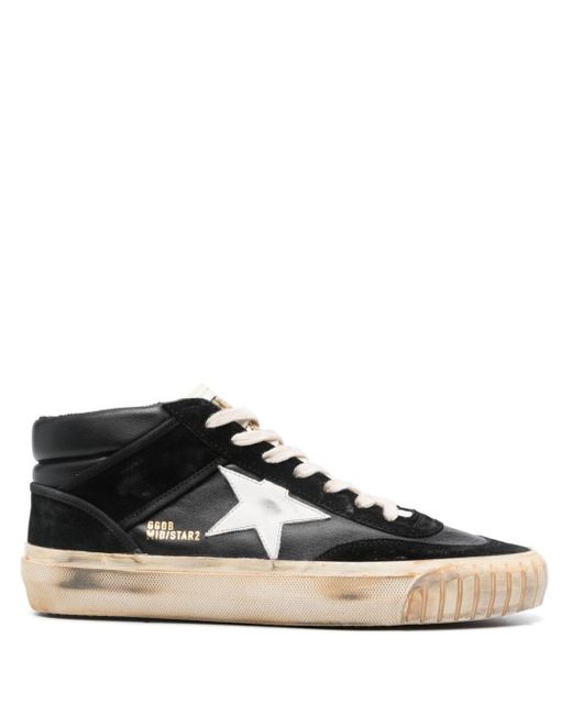 Golden Goose Deluxe Brand Black Mid-star Leather Sneakers for men