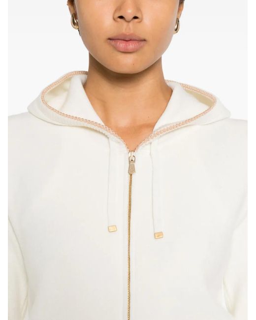 Eleventy White Zip-Up Hoodie
