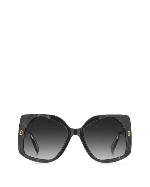 Marc Jacobs Black Marble-Effect Geometric-Frame Sunglasses