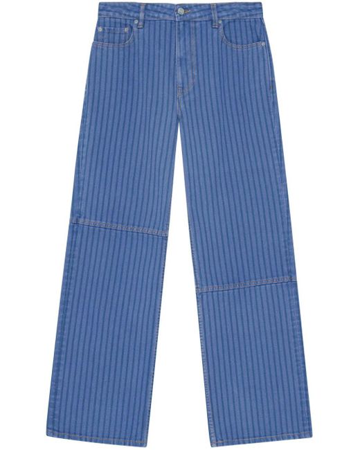Ganni Blue Halbhohe Wide-Leg-Jeans