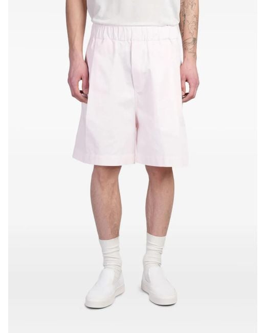 Laneus White Poplin Bermuda Shorts for men