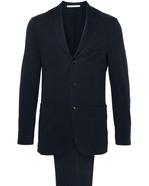 Eleventy Blue Single-breasted Seersucker Suit for men
