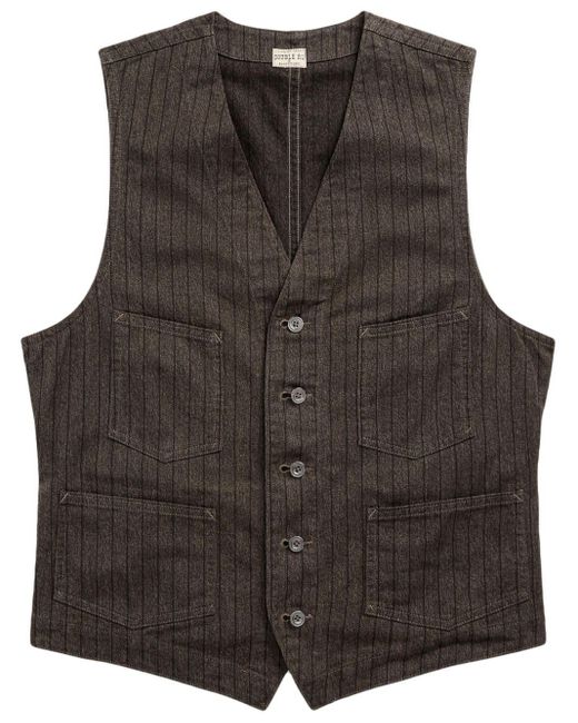 RRL Gray Pinstriped Cotton-twill Waistcoat for men