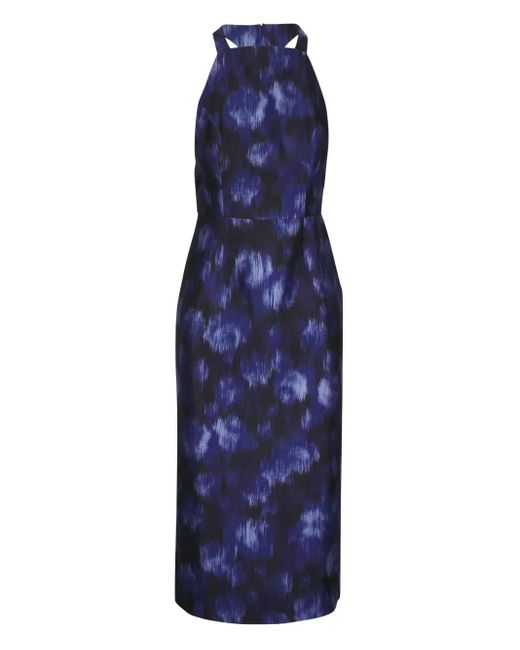 Michael Kors Blue Midikleid Mit Abstraktem Print