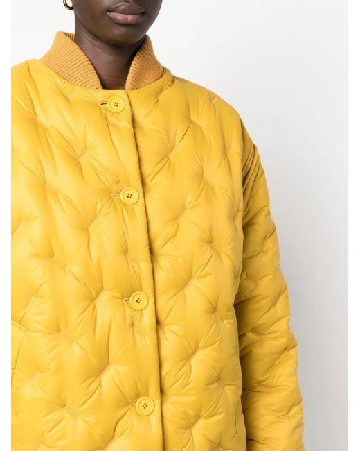 Sherpa Yellow Embossed-Detail Padded Jacket