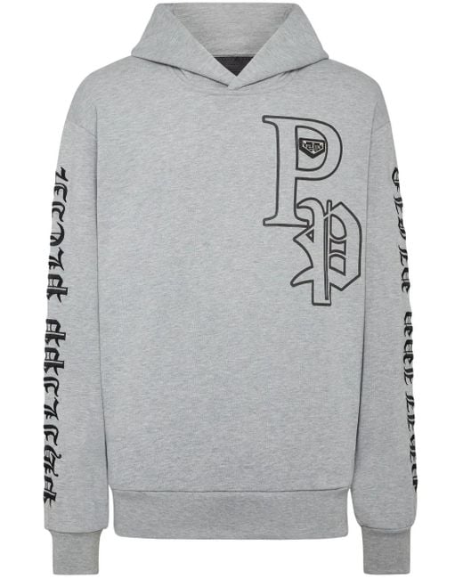 Philipp Plein Gray Gothic Plein Hoodie for men