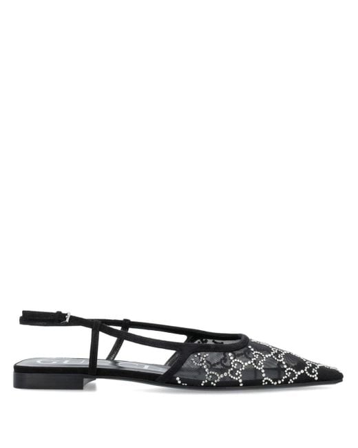 Gucci Black GG Crystal-embellished Ballerina Shoes