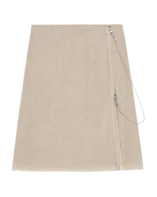 Courreges Natural Asymmetrical Zip-Front Skirt