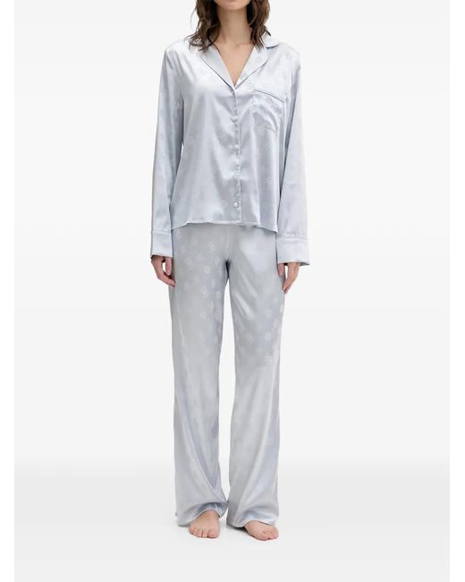 Guess Gray Sylvie Logo-Print Pocket Pajamas
