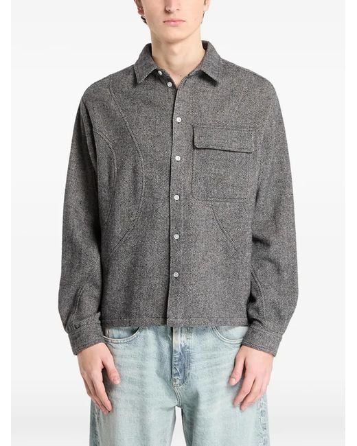 Dime Gray Chest-Pocket Shirt