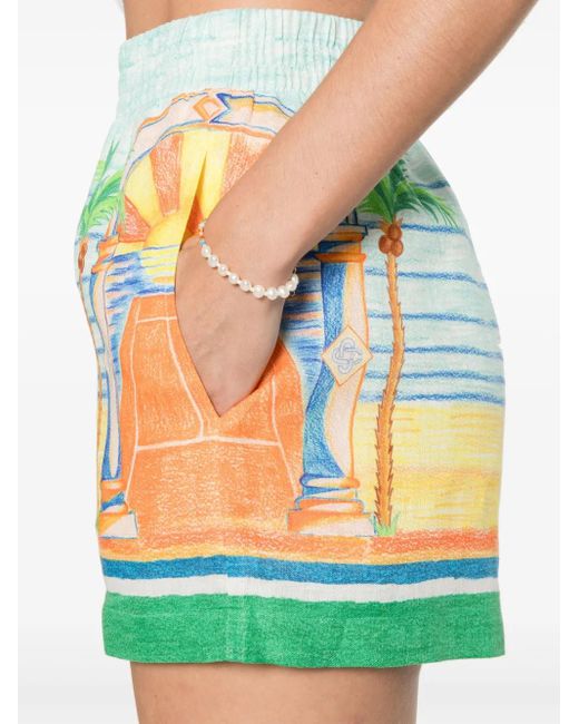 Casablanca Green Day Of Victory Linen Shorts