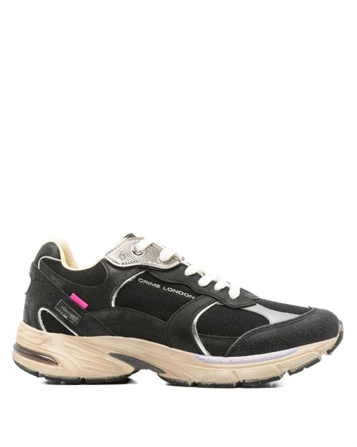 Crime London Black Fugitive 9094 Panelled Sneakers
