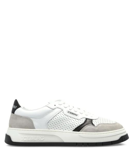 Iceberg White Panelled Sneakers for men