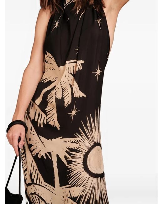 Johanna Ortiz Black Musical Flower Printed Maxi Dress