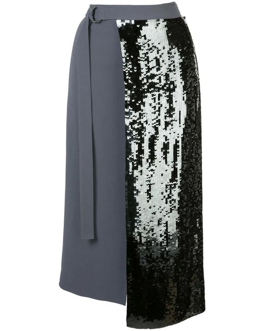 Tibi Black Sequinned Wrap Skirt