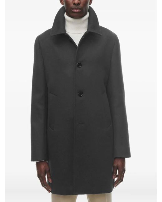 Fursac Black Button-Fastening Coat for men