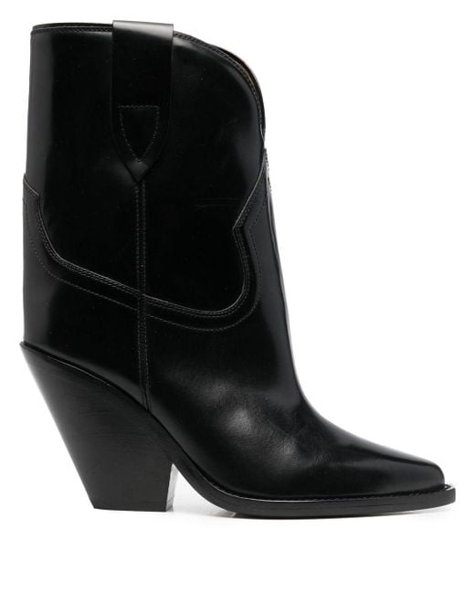 Isabel Marant Leather Leyane Western-style Boots in Black | Lyst UK