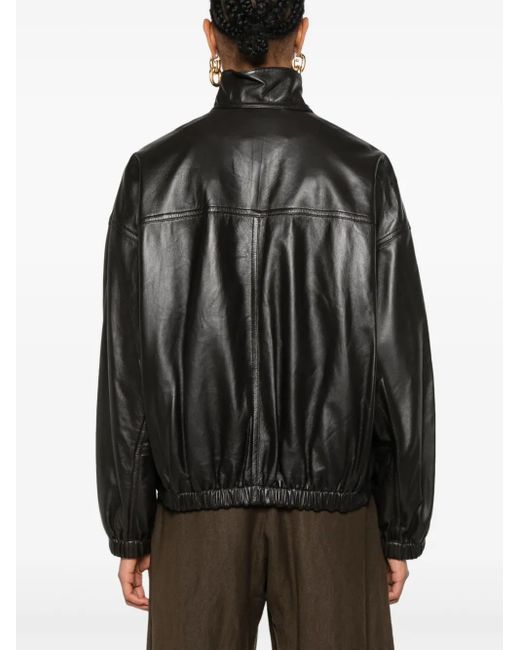 LEMAIRE ブラックジャケット スタンドカラー Lemaire スタンドカラー レザージャケット ブラック | Lyst