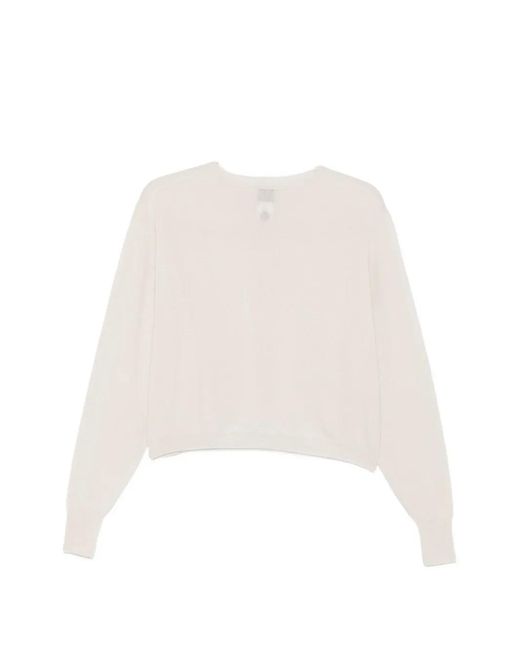 Alysi White Button-Placket Long-Sleeve Sweater