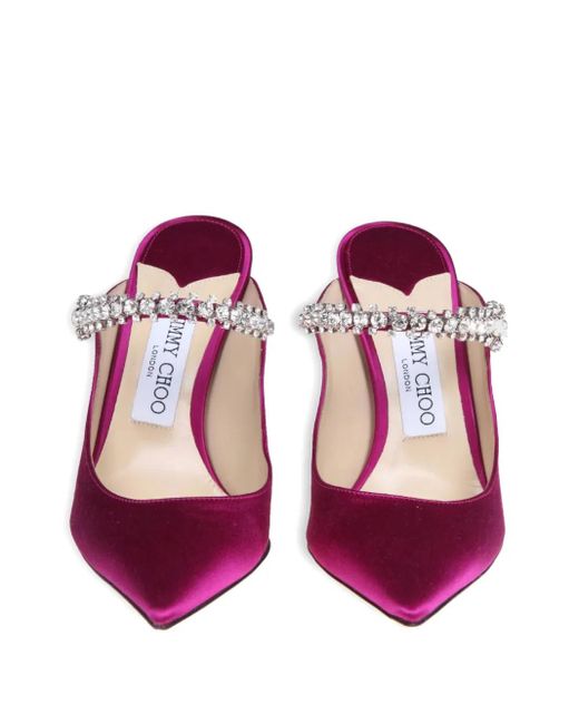 Jimmy Choo Pink 100Mm Crystal-Embellished Pointed Mules