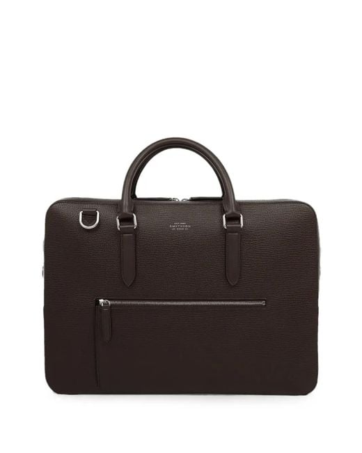 Smythson Black Ludlow Zip-Front Briefcase