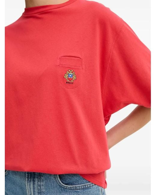 Bally Red Pocket-Embellishment T-Shirt