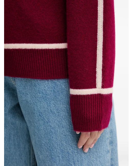 From Future Red Contrast-Trim Roll-Neck Sweater