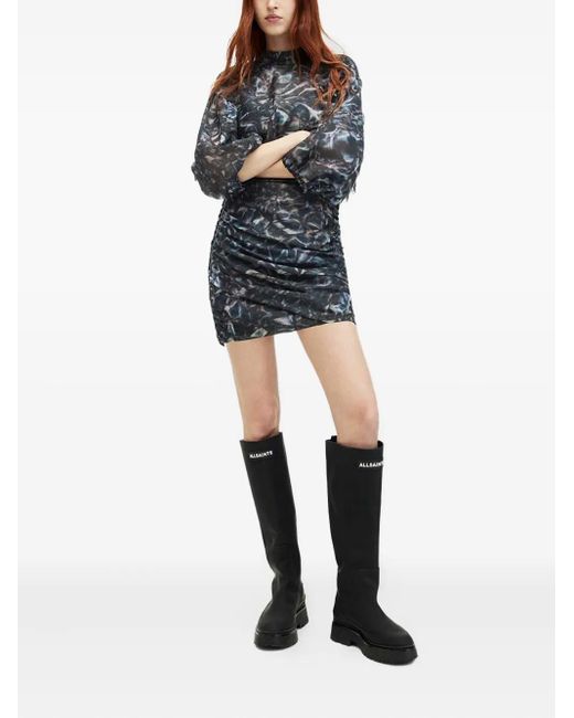 AllSaints Blue Abstract-print Mini Dress