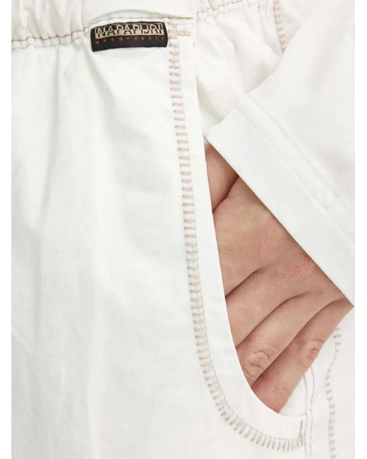 Napapijri White Pantalon À Taille Élastiquée