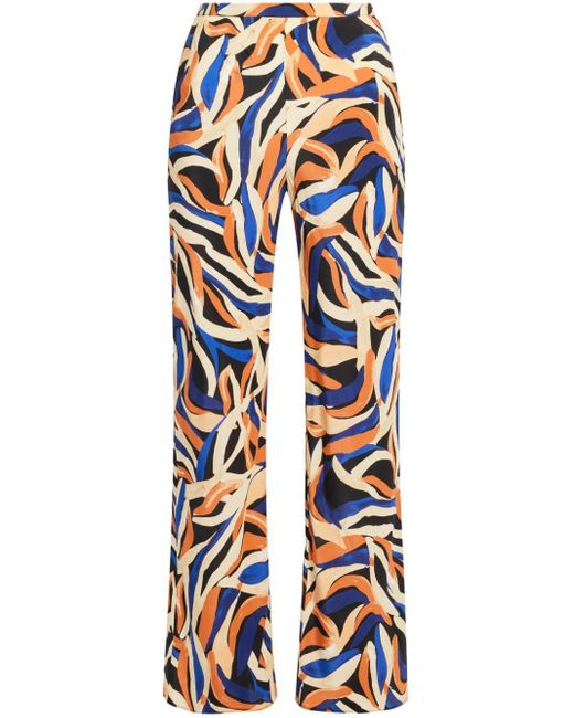 Shona Joy Blue Palma-print Silk Trousers