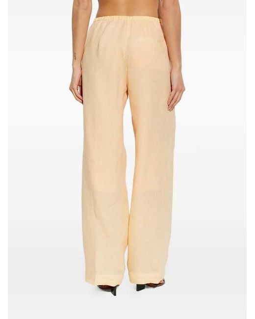 Forte_forte White Pleated-Detail Linen Trousers