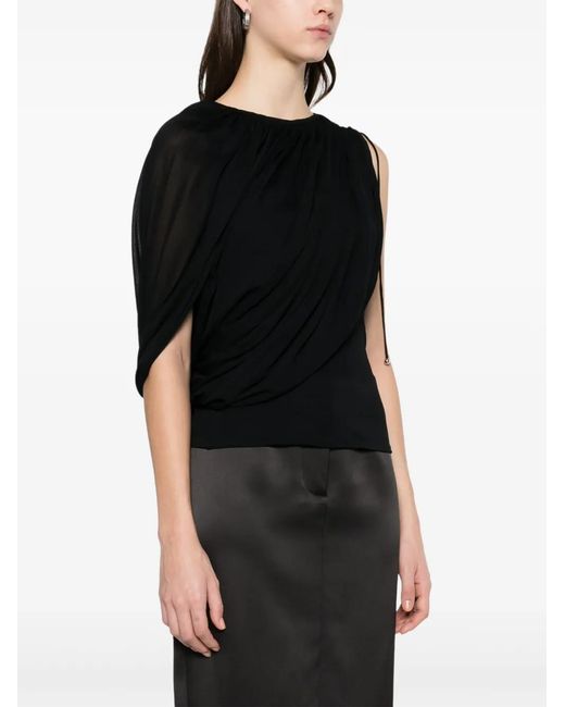Lanvin Black Draped Jersey Top