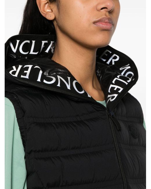 Moncler Black Logo-Patch Quilted Gilet