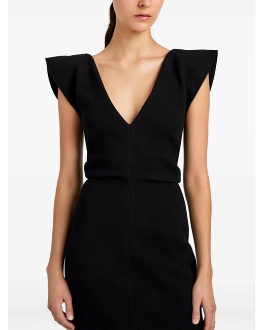 Proenza Schouler Black Mariam Midikleid mit V-Ausschnitt