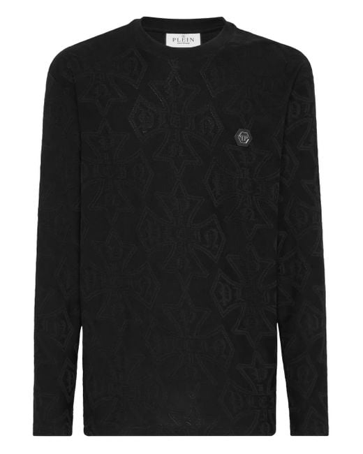Philipp Plein Black Jacquard Crest T-Shirt for men