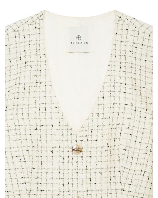 Giacca crop Anitta in tweed di Anine Bing in White