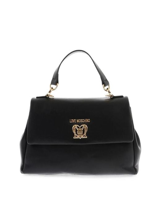 Moschino Black Logo-Plaque Tote Bag