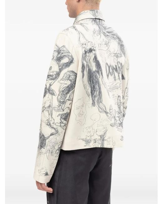 DOMREBEL White Drawings Sketch-Print Jacket for men
