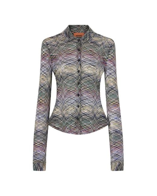 Missoni Gray Zigzag-Knit Button-Down Shirt