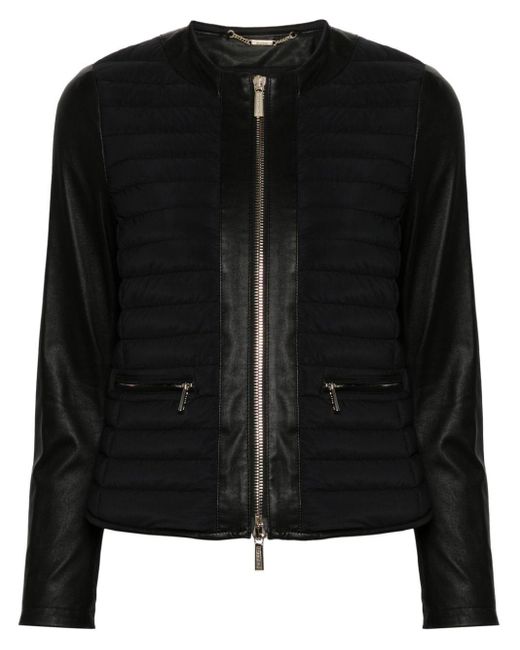 Moorer Black Delma Quilted Leather Jacket