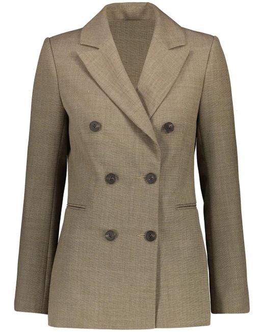 Yves Salomon Green Double-Breasted Blazer