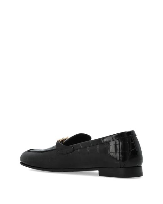 Versace Black Chain Embossed Leather Loafers for men