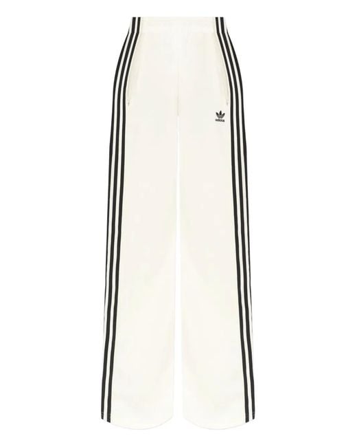 Adidas White Three-Stripe Track Pants